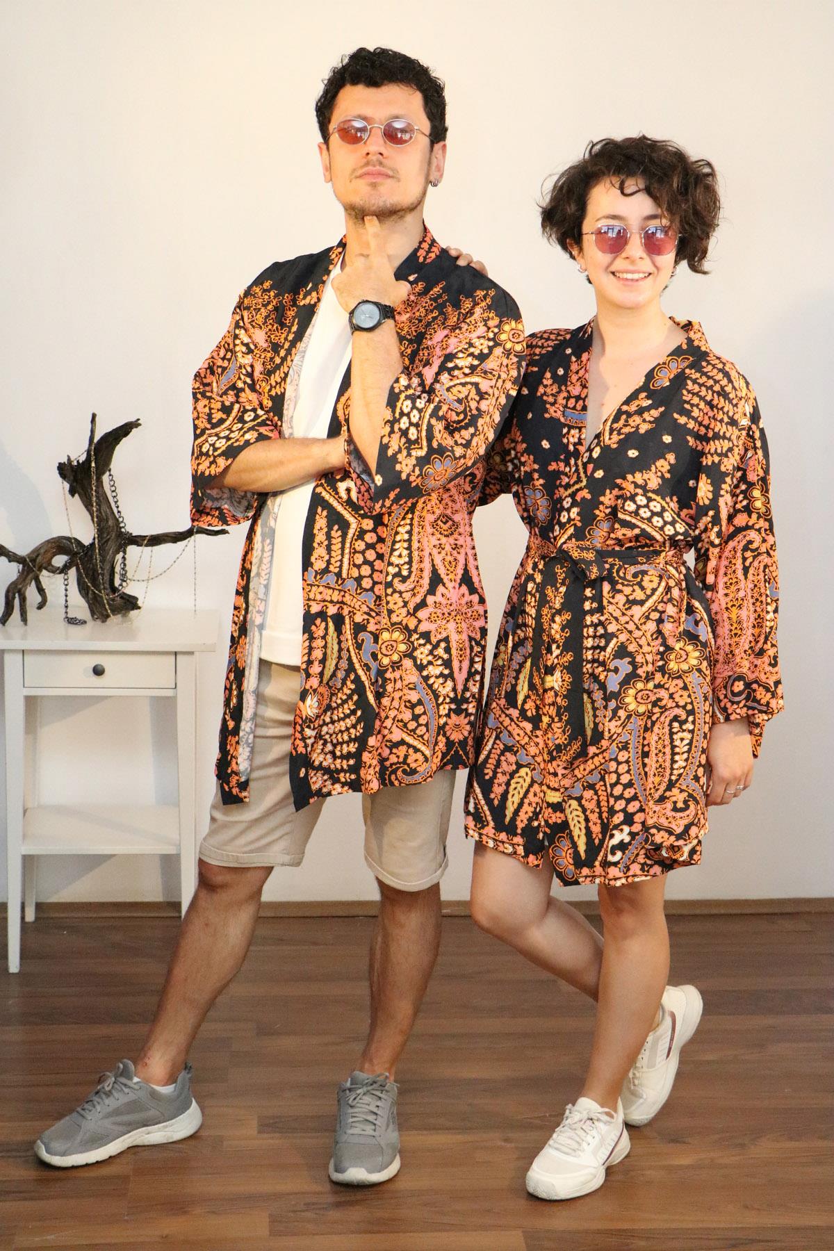 Lapiz%20Unisex%20Otantik%20Desenli,%20Şık%20Kısa%20Kimono