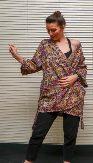Lapiz Desenli, Kısa Kimono