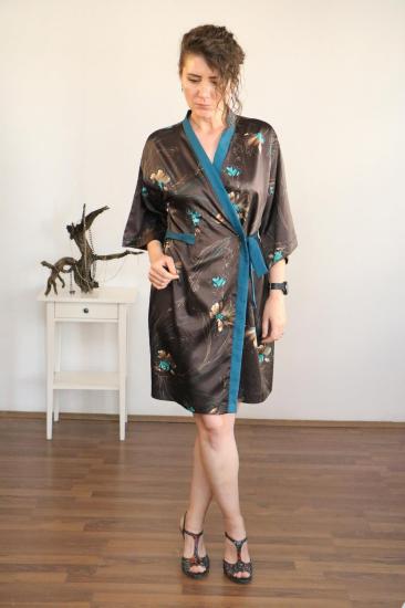 Lapiz Saten Kumaş, Uzun Kimono Elbise
