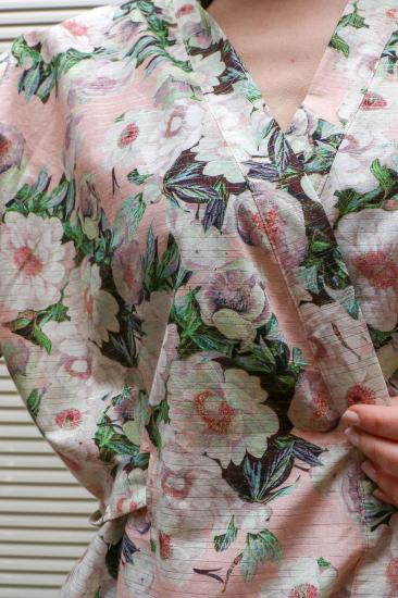 Lapiz Çiçek Desenli, Sim Detaylı Kumaş, Uzun Kimono Elbise